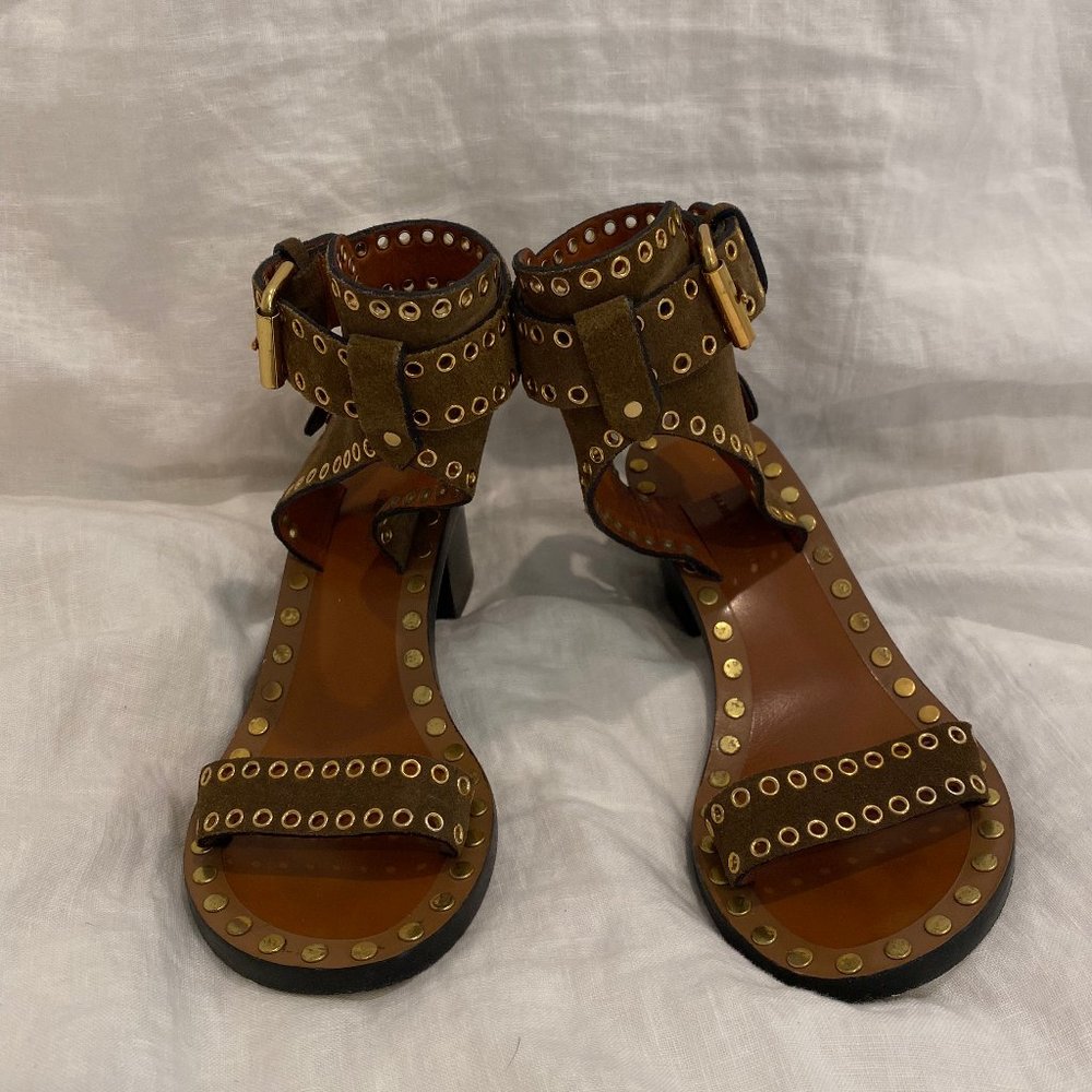 Isabel Marant Jaeryn Studded Ankle-Wrap Sandal 35